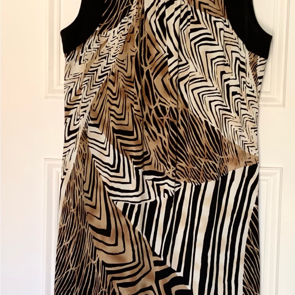 AB Studio Black and White Sheath Midi Dress